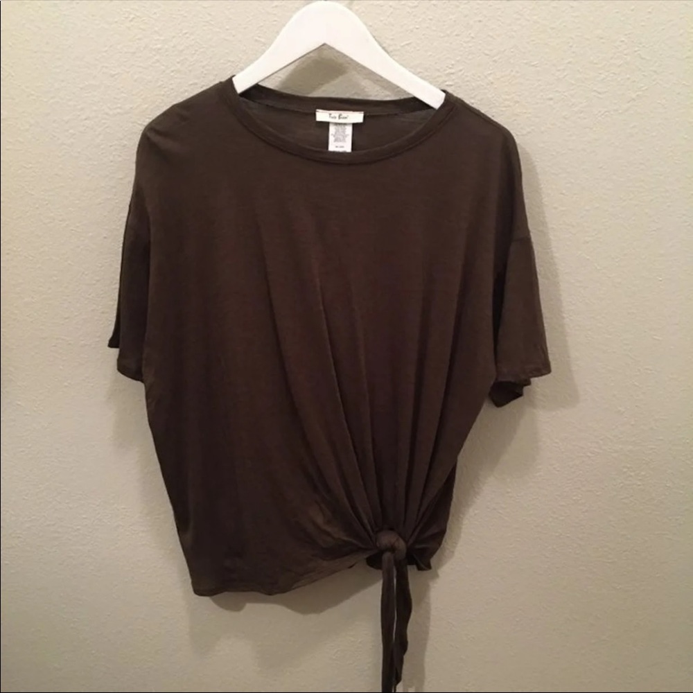 Olive green tie front oversized‎ tee